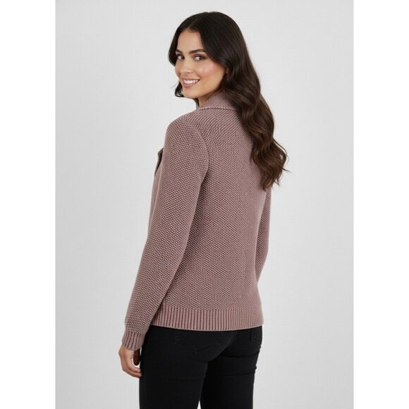 Free People Mauve Knit Sweater Cardigan Moto Jacket | Boho Coastal Grandmother M - Picture 7 of 16